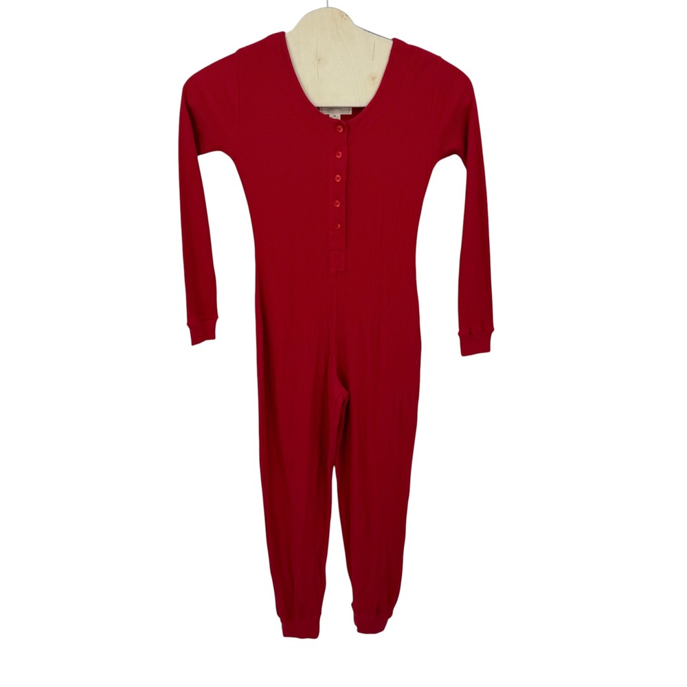 NWT Victoria's Secret Women 100% Cotton Sleepwear M Red Thermal Union Suit Cabin